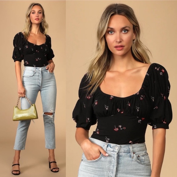 Free People Tops - NWOT Free People Play Date Floral Bodysuit